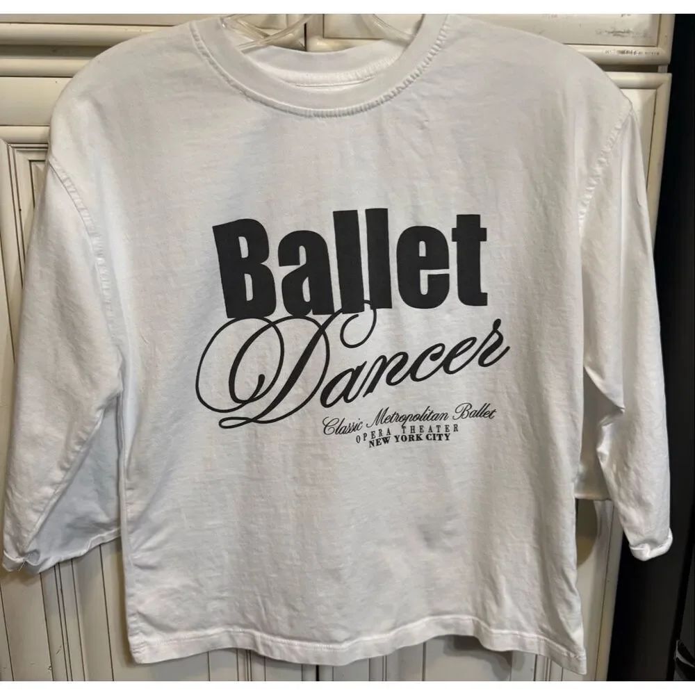 Zara Girls Ballet Dancer Opera Theater Short Sleeve Graphic T-Shirt White 11-12